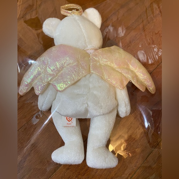 RARE HALO TY BEANIE BABY WITH BROWN NOSE BLACK EYES 1998 - Picture 8 of 8
